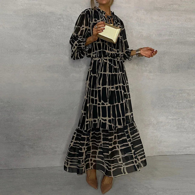 Lovely Design Inspired Black and Tan Dress